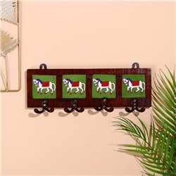 Вешалка «Караван. Лошади», 22×4×12 см, 4 крючка, дерево, МИКС