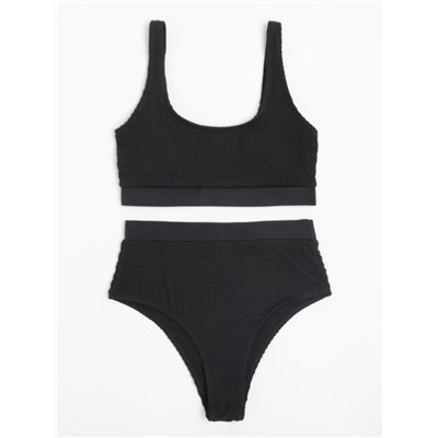 Купальник раздельный фактурный с топом женский MINAKU, размер 42, чёрный