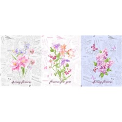 К-т полотенец "Цветы и письма" 50*60 см. - 3 шт. рогожка хлопок 100%