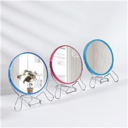 Зеркало настольное, с увеличением х2, круглое, настенное, двустороннее, 13.5×15 см, (d=11.5 см), МИКС