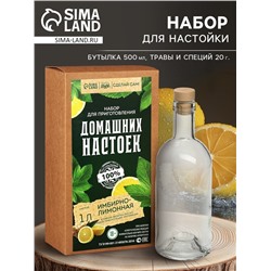 Подарочный набор для приготовления настойки «Имбирно-лимонная», набор трав и специй, бутылка