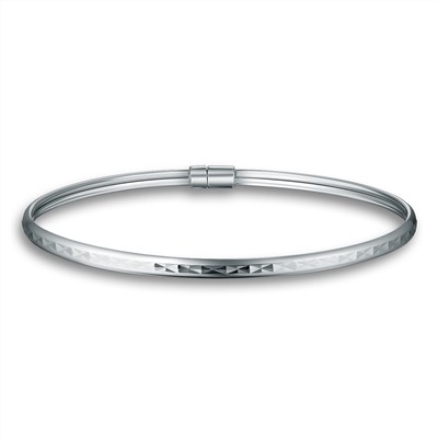 Браслет жесткий из серебра с замком на магнитах родированный 20-14-1012