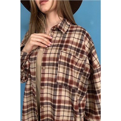 Рубашка удлиненная  AUTUMN046/02/Бежевый, коричневый
