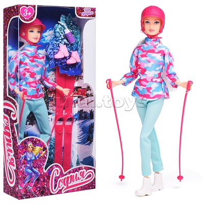 Кукла София 29 см. Лыжи (руки и ноги сгиб., аксесс.) в коробке