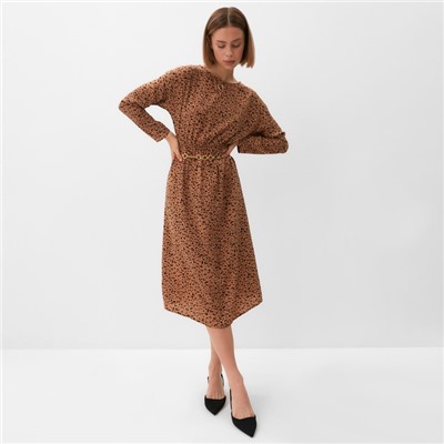 Платье миди женское MINAKU: Silk pleasure, шоколадное, размер 46