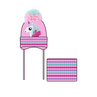 Комплект трикотажный для девочек: шапка, снуд