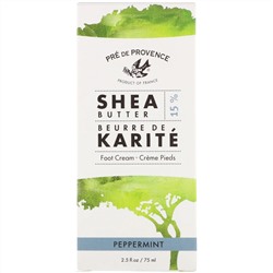 European Soaps, Pre de Provence, Shea Butter Foot Cream, Peppermint, 2.5 fl oz (75 ml)