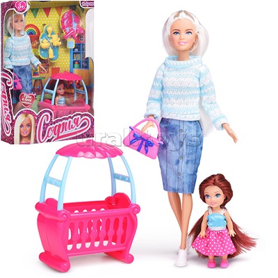 Кукла София с дочкой, 29 см. (руки и ноги сгиб, с аксесс.) в коробке