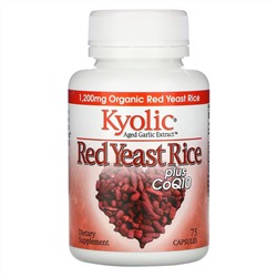 Kyolic, Aged Garlic Extract, красный ферментированный рис и CoQ10, 75 капсул