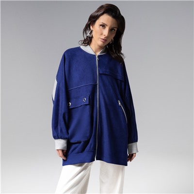 Бомбер из мягкой замши, Стильное вложение (oversize, S-M)