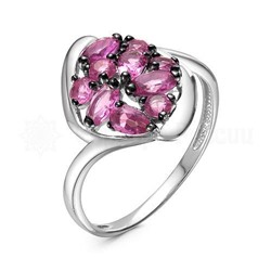 Кольцо из серебра с кварцем рубин родированное 925 пробы 1-1057р-115