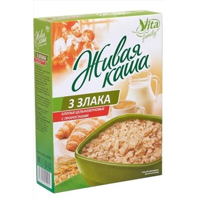 Каша живая "Vita" "3 злака" пророщенное зерно 300г ЭКОПРОДУКТЫ, 1190526