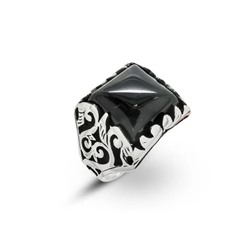 Мужское кольцо из серебра оникс, ТМК-23