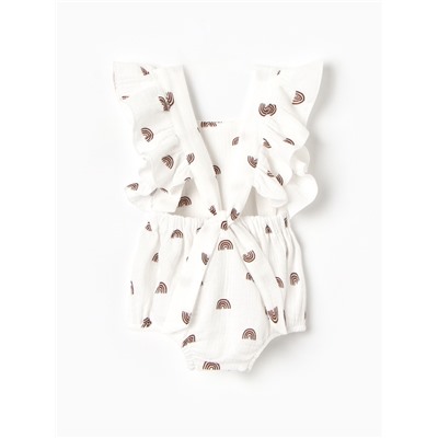 Комбинезон с рюшами Крошка Я Муслин, рост 62-68 см, молочный