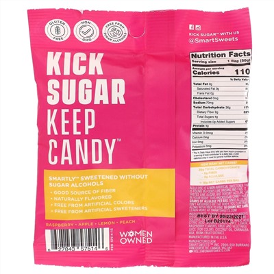 SmartSweets, Fruity, Gummy Bears,  Raspberry, Apple, Lemon, Peach, 1.8 oz (50 g)