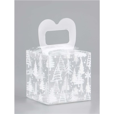 Коробка подарочная новогодняя складная ПВХ «Новый год» 5×5×5 см