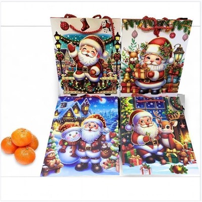 Пакет подарочный с ручками, с 3D  ризунками  23х18х10см