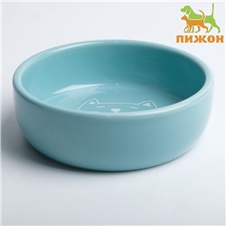 Миска керамическая Meow 300 мл - 13.4×13.4×4 см, голубая