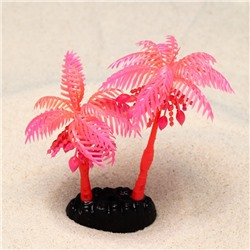 Растение для аквариума и террариума «Пальма», светящееся, 14 см, красное