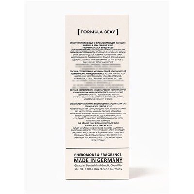 Туалетная вода женская с феромонами Formula Sexy collection Fraiche W117, 30 мл