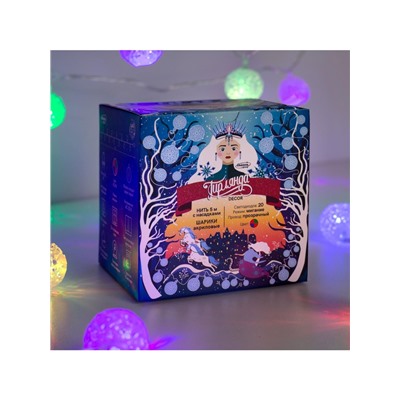 Гирлянда «Нить» 5 м с насадками «Шарики акриловые», IP20, прозрачная нить, 20 LED, свечение мульти (RG/RB), мигание, 220 В