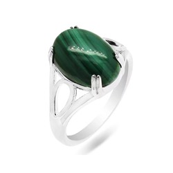 Кольцо из серебра малахит, МЦВ224