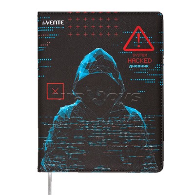 Дневник 1-11 кл."Label. Hacker" кожзам  48 листов, белая бумага 80 г/м²,