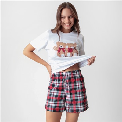 Пижама новогодняя женская (футболка, шорты) KAFTAN Christmas time, размер 48-50