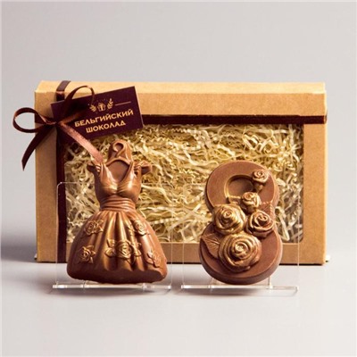 Бельгийский шоколад, 2 в 1 «Платье + 8 марта. Розы», 160 г