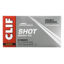 Clif Bar, Энергетический гель Shot Turbo, двойной экспрессо + кофеин, 24 пакета весом 34 г (1,2 унции) каждый