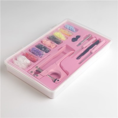 Набор для установки пластиковых кнопок: кнопки, d=13 мм, 100 шт., щипцы, шило, отвёртка, пинцет, в органайзере