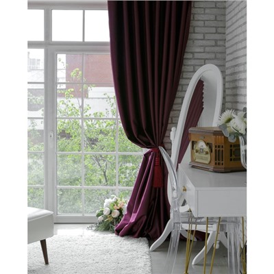 Штора блэкаут портьерная «Этель», 130×300 см, цвет сливовый