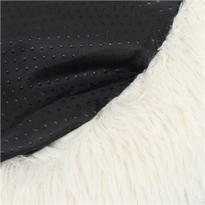 Лежанка для собак и кошек, длинный мех, 80×80×25 см, молочная
