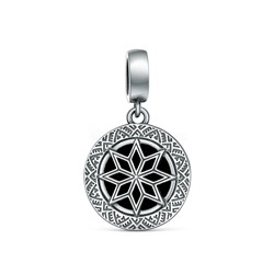 Подвеска из чернёного серебра с чёрным агатом - Алатырь (Это символ гармонии. Он очищает и наполняет человека солнечной силой. Помогает встретить человека, предназначенного вам судьбой. Алатырь - цент 5102004 Алатырь