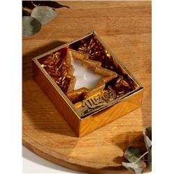 Свеча новогодняя с декором «Золотая ёлочка», 12×10×4 см