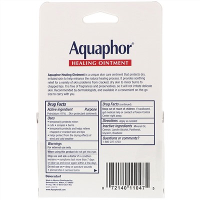 Aquaphor, Healing Ointment, Skin Protectant, Dual Pack, .35 oz ea