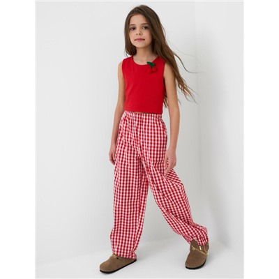 Комплект для девочек: топ трикотажный, брюки текстильные