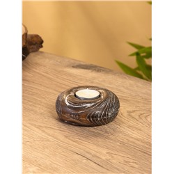 Подсвечник из дерева джати, d=3 см, 10×10×3 см, тёмно-коричневый