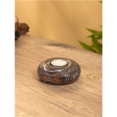 Подсвечник из дерева джати, d=3 см, 10×10×3 см, тёмно-коричневый