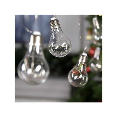 Гирлянда «Нить» 3 м с насадками «Лампочки», IP20, серебристая нить, 100 LED, свечение синее, 3.5 В