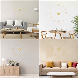 Часы настенные интерьерные большие, 3d «Акстелл», плавный ход, наклейка, d-120 см