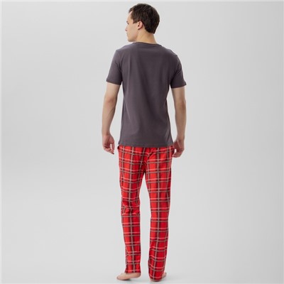 Пижама новогодняя мужская KAFTAN «Рок», размер 54, серая, красная