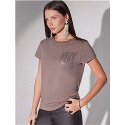 Нарядная футболка с блестящим принтом пайетками