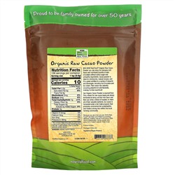 Now Foods, Real Food, органический необработанный какао-порошок, 340 г (12 унций)