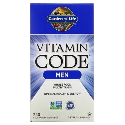 Garden of Life, Vitamin Code, мультивитамины из цельных продуктов для мужчин, 240 вегетарианских капсул