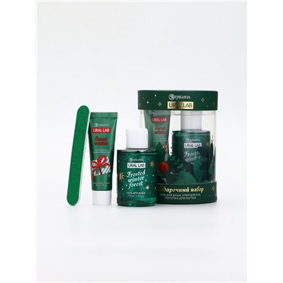 Подарочный набор косметики New Year Collection, гель для душа, крем для рук, пилочка, зелёный, URAL LAB