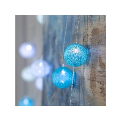 Гирлянда «Нить» 5 м с насадками «Клубки пастельные», IP20, прозрачная нить, 20 LED, свечение белое, 220 В