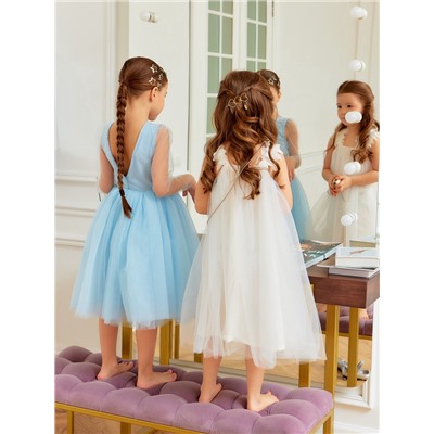 Платье нарядное для девочки MINAKU: PartyDress, рост 104-110 см, голубое