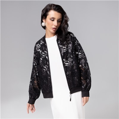 Бомбер , расшитый пайетками, Секрет смелости (чёрный)