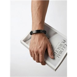 Браслет из стали на кожаном ремешке